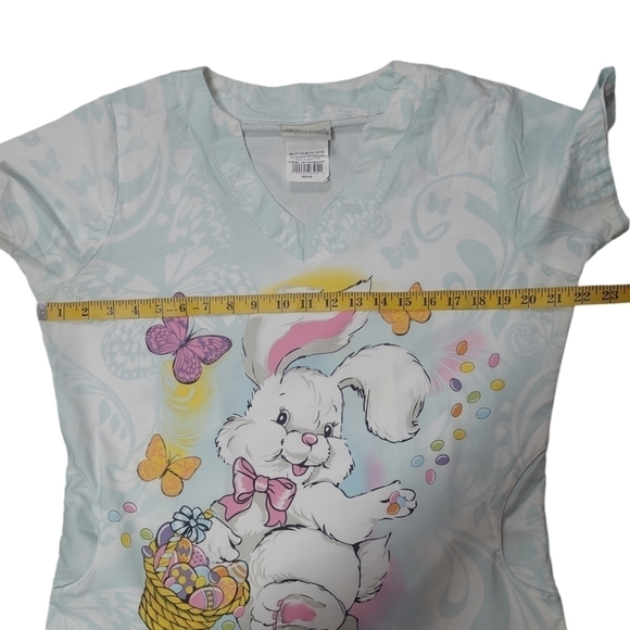 UA Scrubs “Happy Easter Bunny” White Top Size Medium – Uniform Advantage Vintage - Picture 4 of 7
